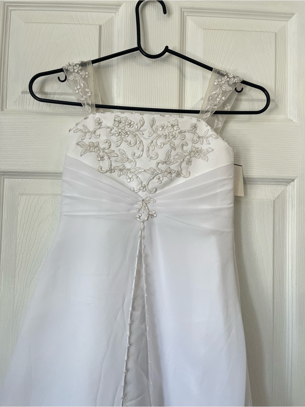 David bridal White Beaded floral A-Line Girl maxi Dress size 6 - Picture 3 of 7
